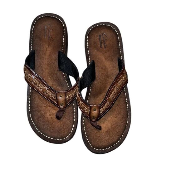 Clarks Brown Leather Sandals Size 9 - Picture 2 of 6